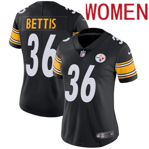 Women Pittsburgh Steelers #36 Jerome Bettis Nike Black Vapor Limited NFL Jersey->women nfl jersey->Women Jersey